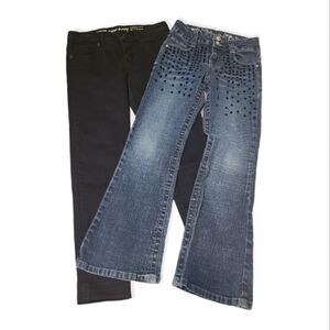 2 Pair Girls Jeans Studded Candies Bootcut and Gymboree Black Super Skinny